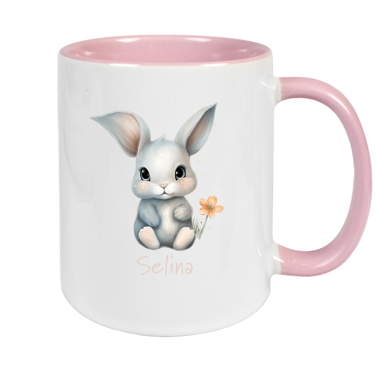 Tasse Ostern - Hase 2 Wunschnamen Keramik personalisiert versch. Farben