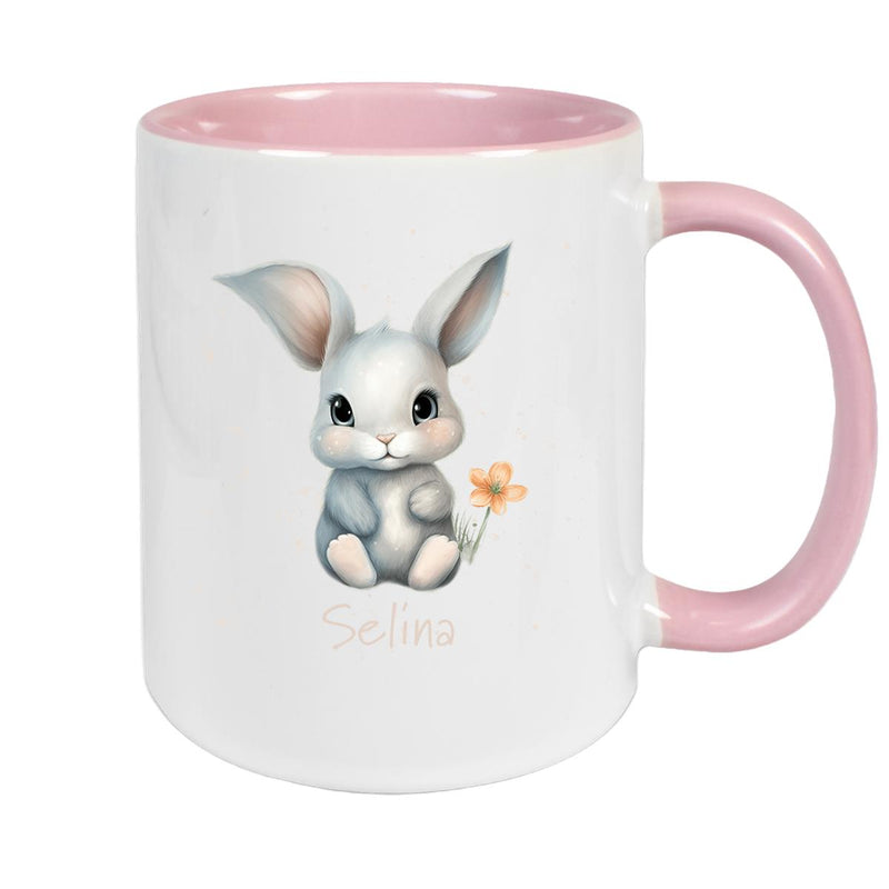Tasse Ostern - Hase 2 Wunschnamen Keramik personalisiert versch. Farben