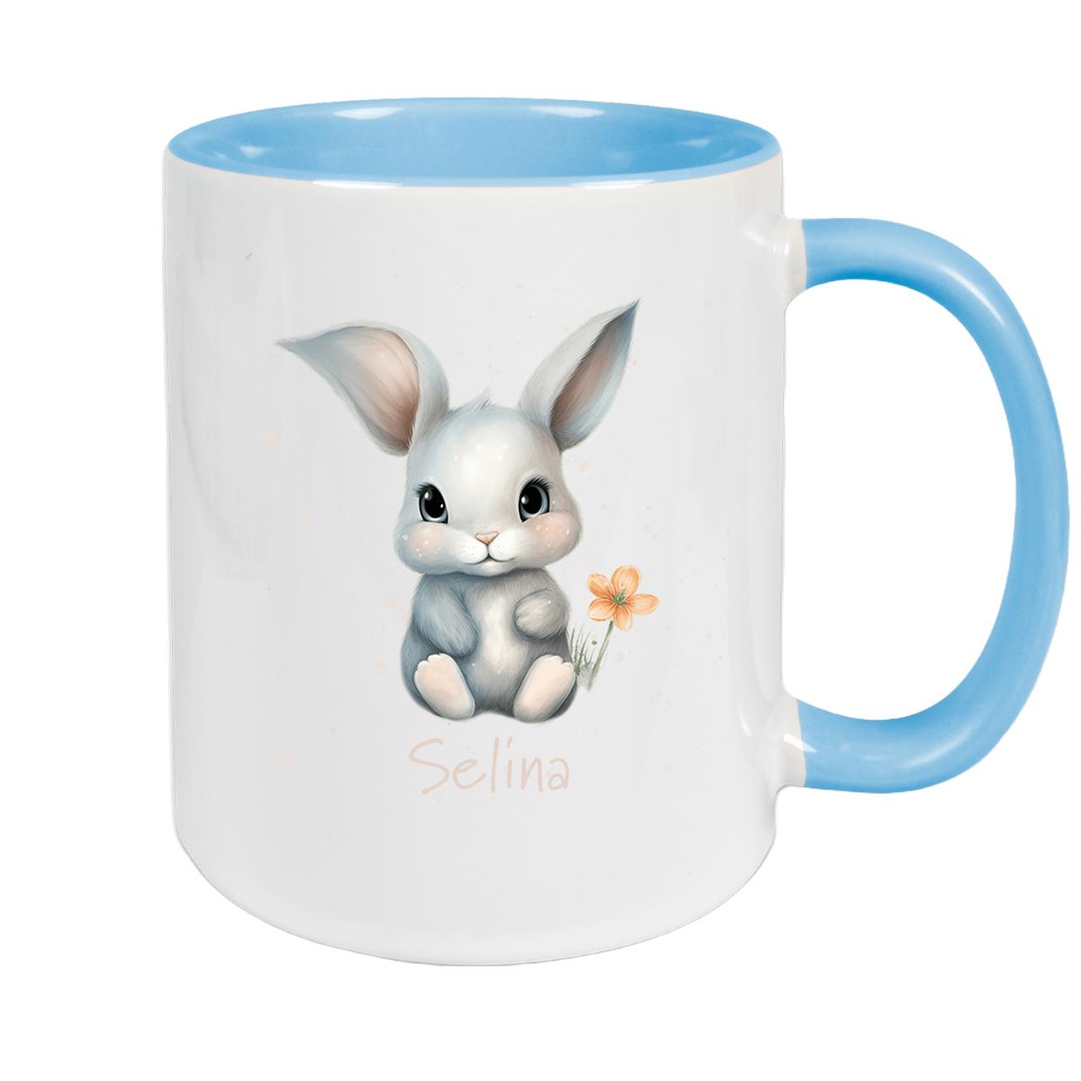 Tasse Ostern - Hase 2 Wunschnamen Keramik personalisiert versch. Farben