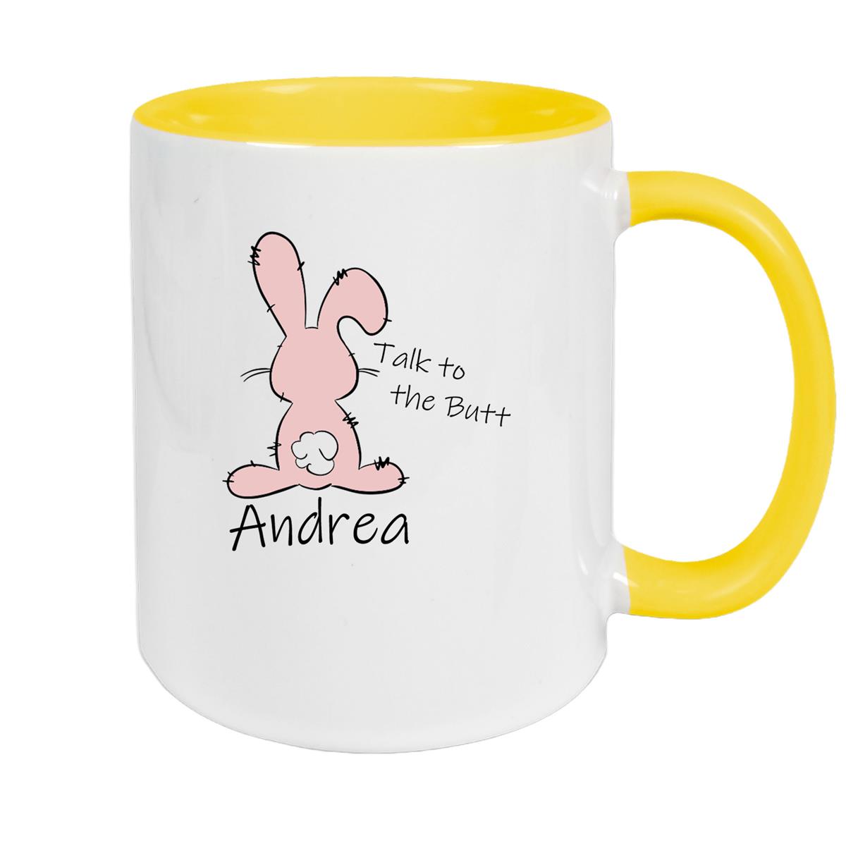 Tasse Ostern - Hase Talk to the Butt Wunschnamen Keramik personalisiert versch. Farben