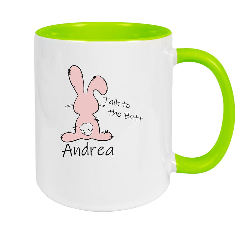 Tasse Ostern - Hase Talk to the Butt Wunschnamen Keramik personalisiert versch. Farben