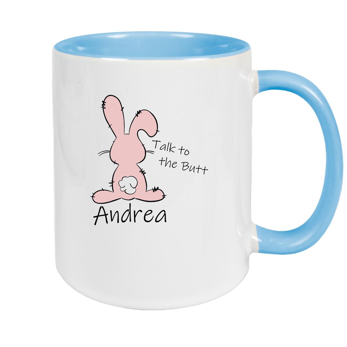 Tasse Ostern - Hase Talk to the Butt Wunschnamen Keramik personalisiert versch. Farben