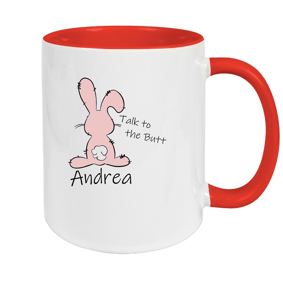 Tasse Ostern - Hase Talk to the Butt Wunschnamen Keramik personalisiert versch. Farben