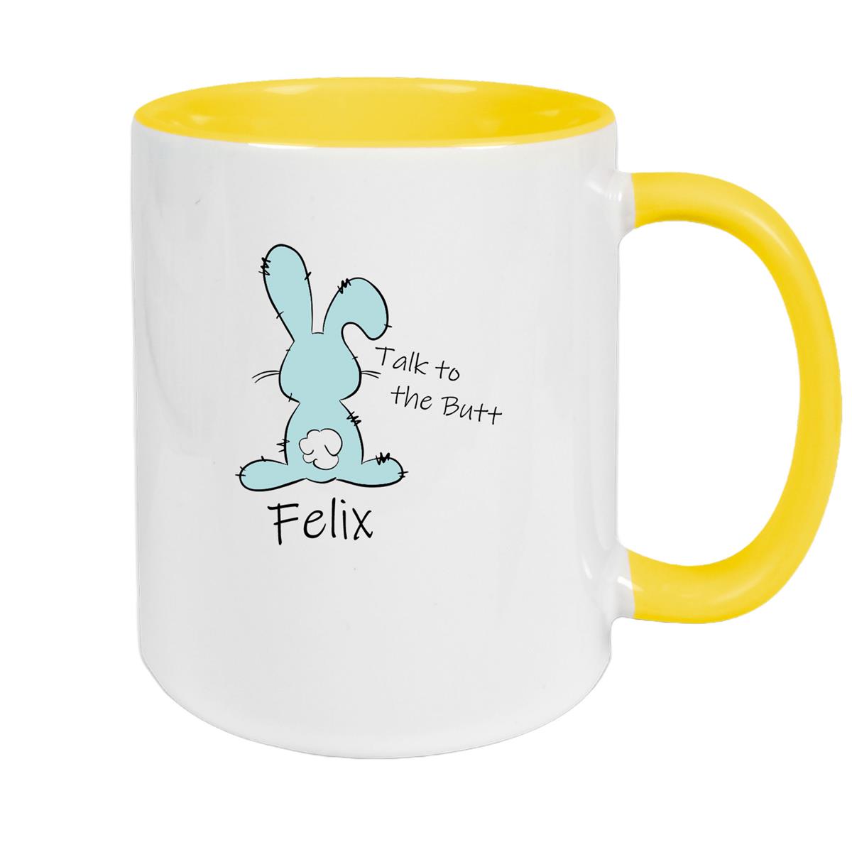 Tasse Ostern - Hase Talk to the Butt 2 Wunschnamen Keramik personalisiert versch. Farben