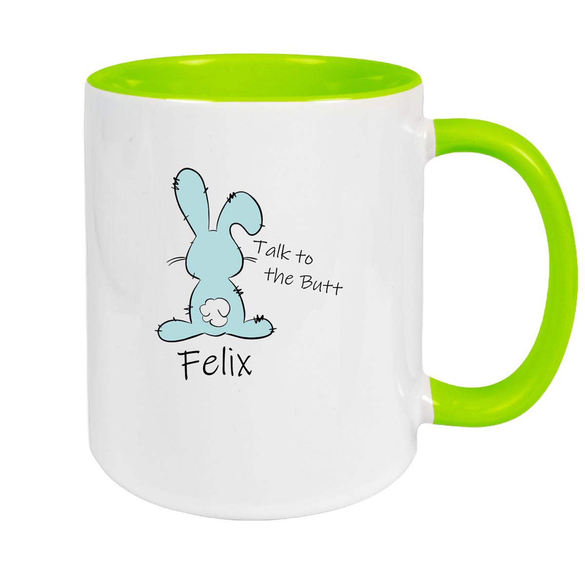 Tasse Ostern - Hase Talk to the Butt 2 Wunschnamen Keramik personalisiert versch. Farben