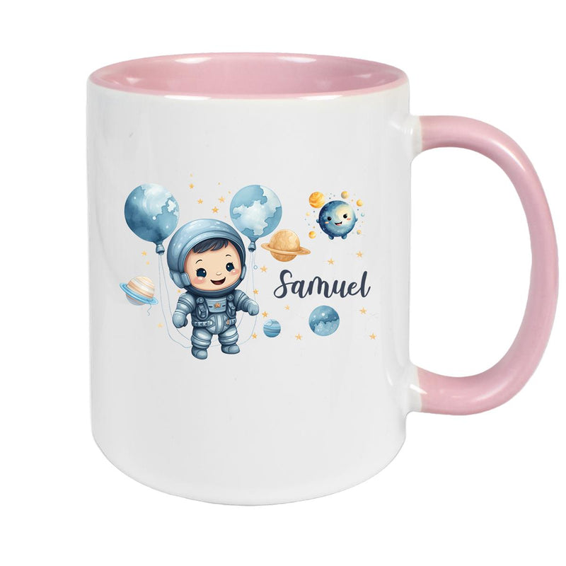 Tasse Kinder Astronaut 1 Wunschname Keramik Kinderbecher personalisiert versch. Farben