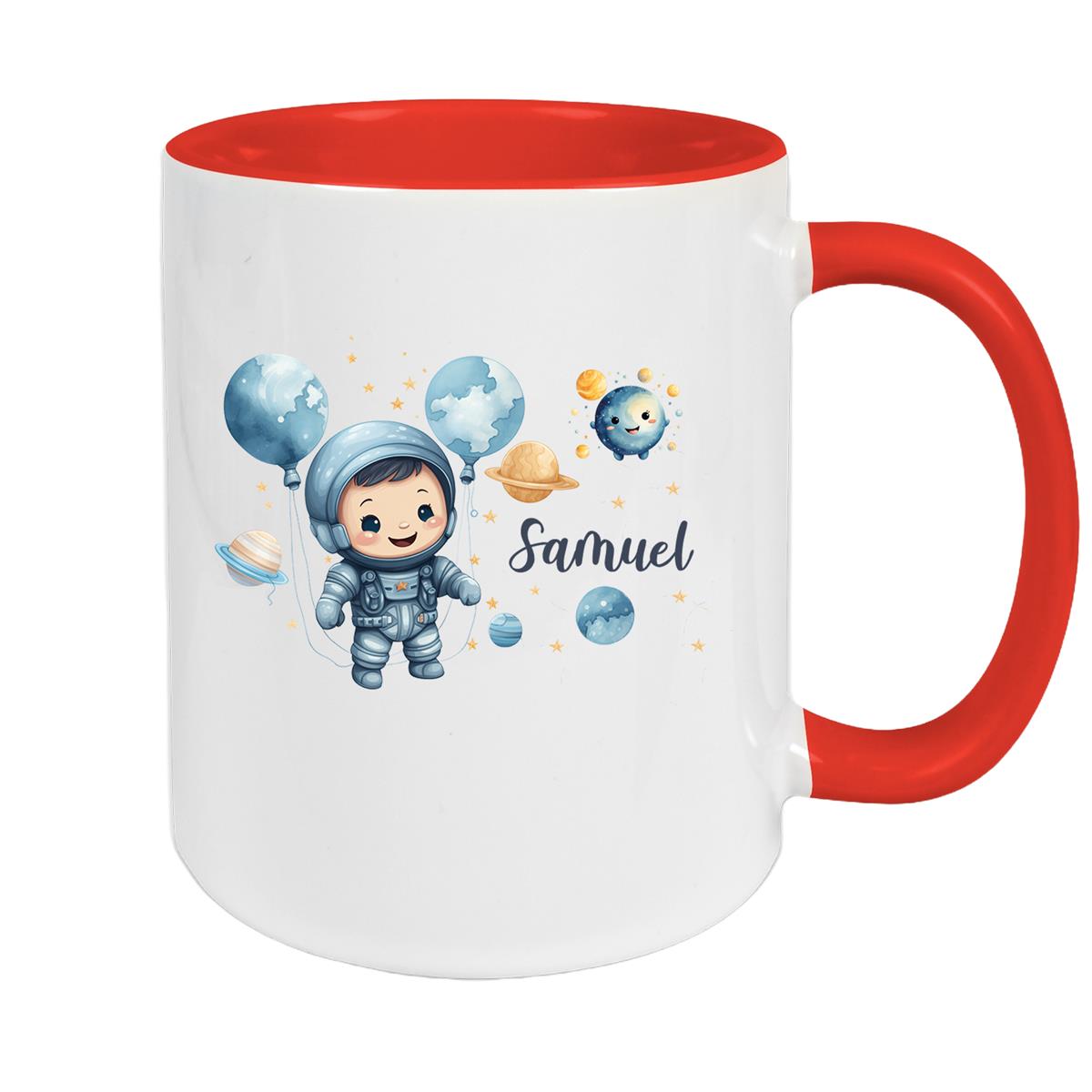 Tasse Kinder Astronaut 1 Wunschname Keramik Kinderbecher personalisiert versch. Farben