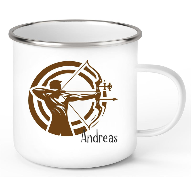 Tasse Bogenschütze 2 Wunschname Emaille personalisiert