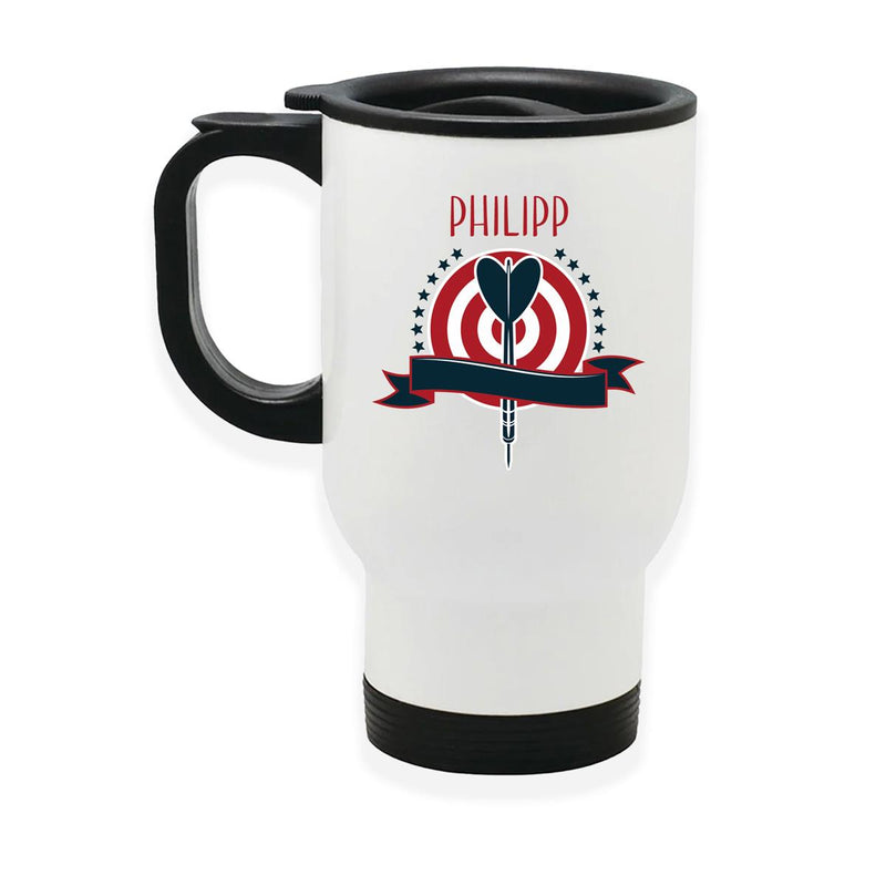 Stainless steel thermal mug with lid Dart 04 white