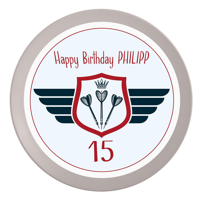 Cake Topper Birthday Darts 2 Name & Number (20cm) Fondant Paper