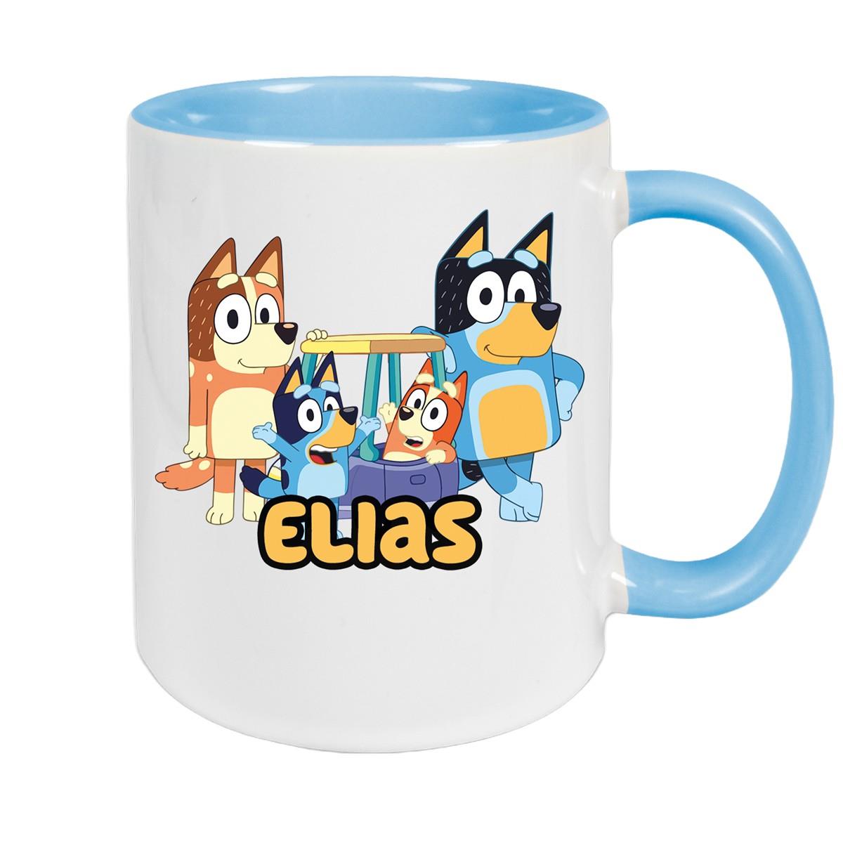 Tasse Bluey 2 Wunschname Keramik Kinderbecher personalisiert versch. Farben