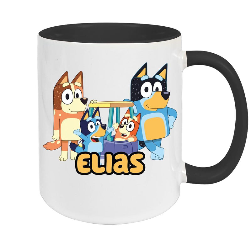 Tasse Bluey 2 Wunschname Keramik Kinderbecher personalisiert versch. Farben
