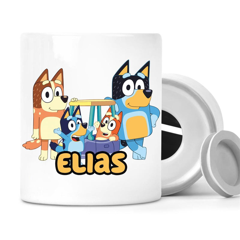 Spardose mit Wunschname Bluey 2 personalisiert