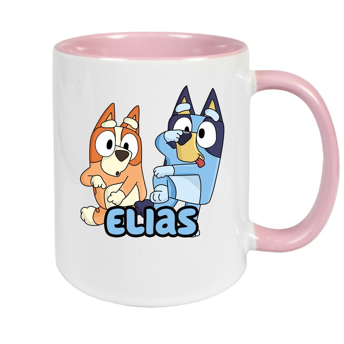 Tasse Bluey 3 Wunschname Keramik Kinderbecher personalisiert versch. Farben
