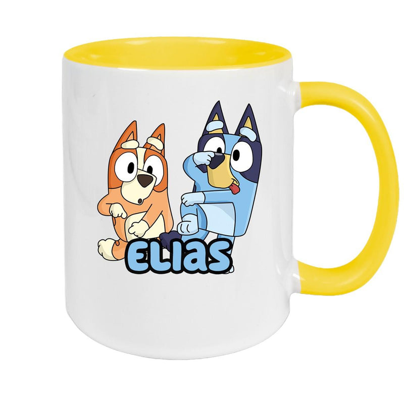 Tasse Bluey 3 Wunschname Keramik Kinderbecher personalisiert versch. Farben
