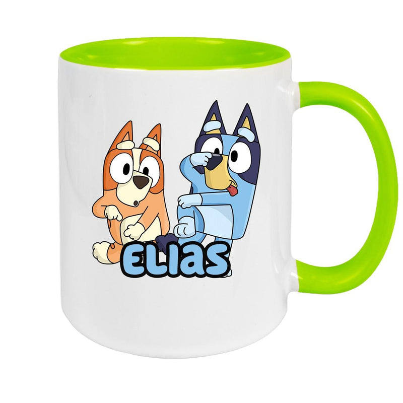 Tasse Bluey 3 Wunschname Keramik Kinderbecher personalisiert versch. Farben