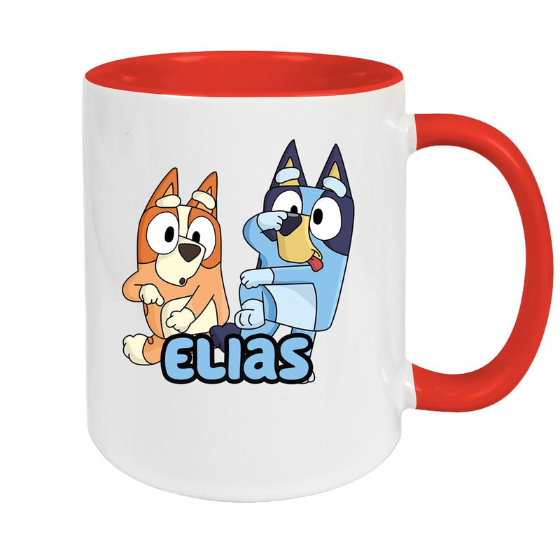 Tasse Bluey 3 Wunschname Keramik Kinderbecher personalisiert versch. Farben