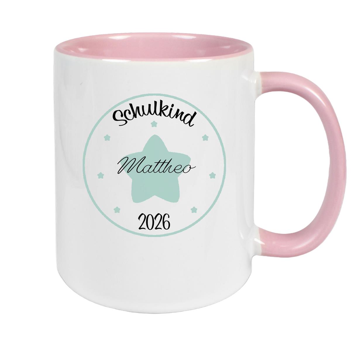 Tasse Schulkind 01 Wunschname Keramik Kinderbecher Personalisiert versch. Farben