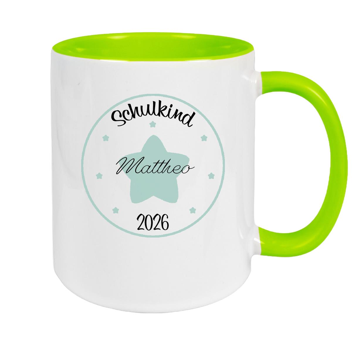 Tasse Schulkind 01 Wunschname Keramik Kinderbecher Personalisiert versch. Farben