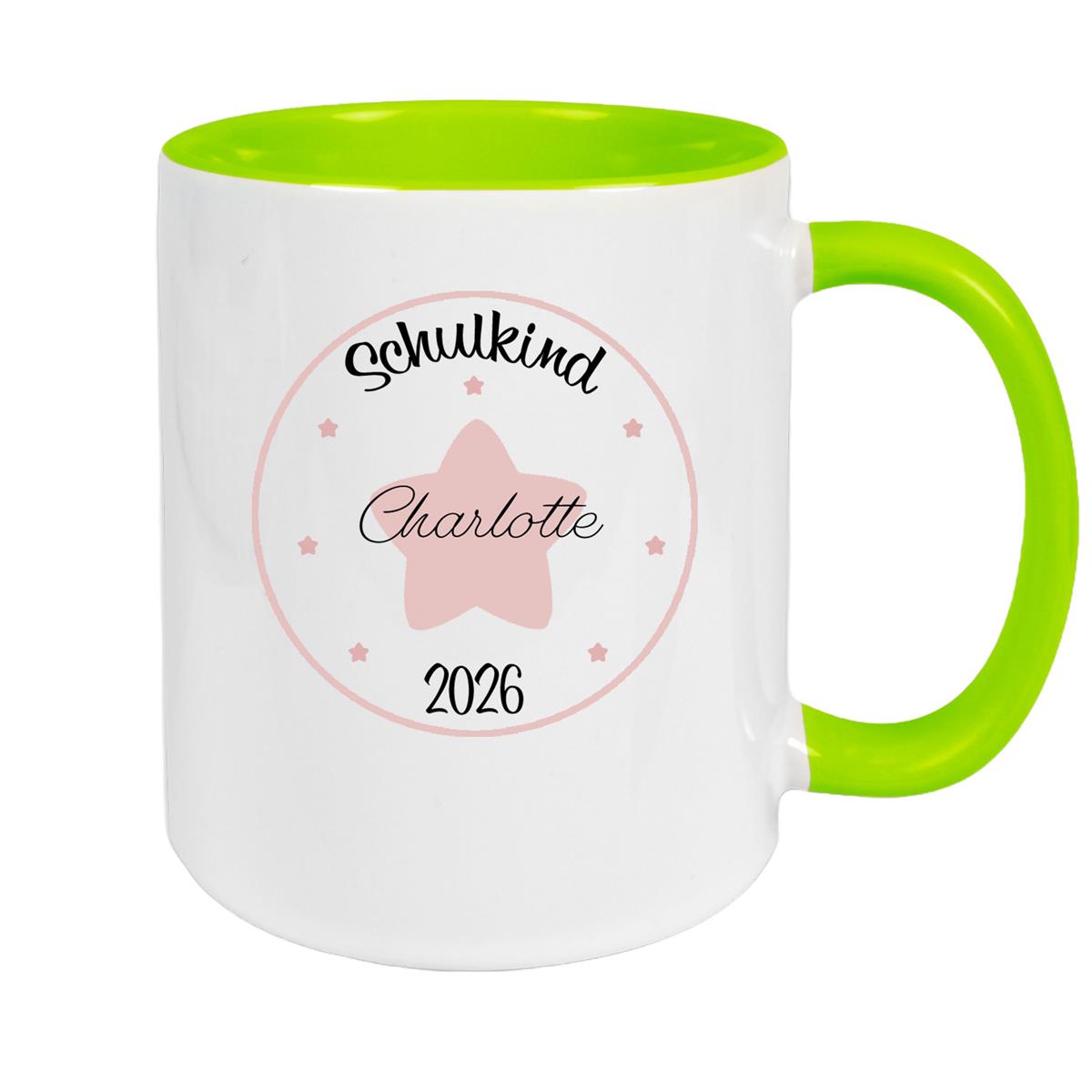 Tasse Schulkind 02 Wunschname Keramik Kinderbecher Personalisiert versch. Farben