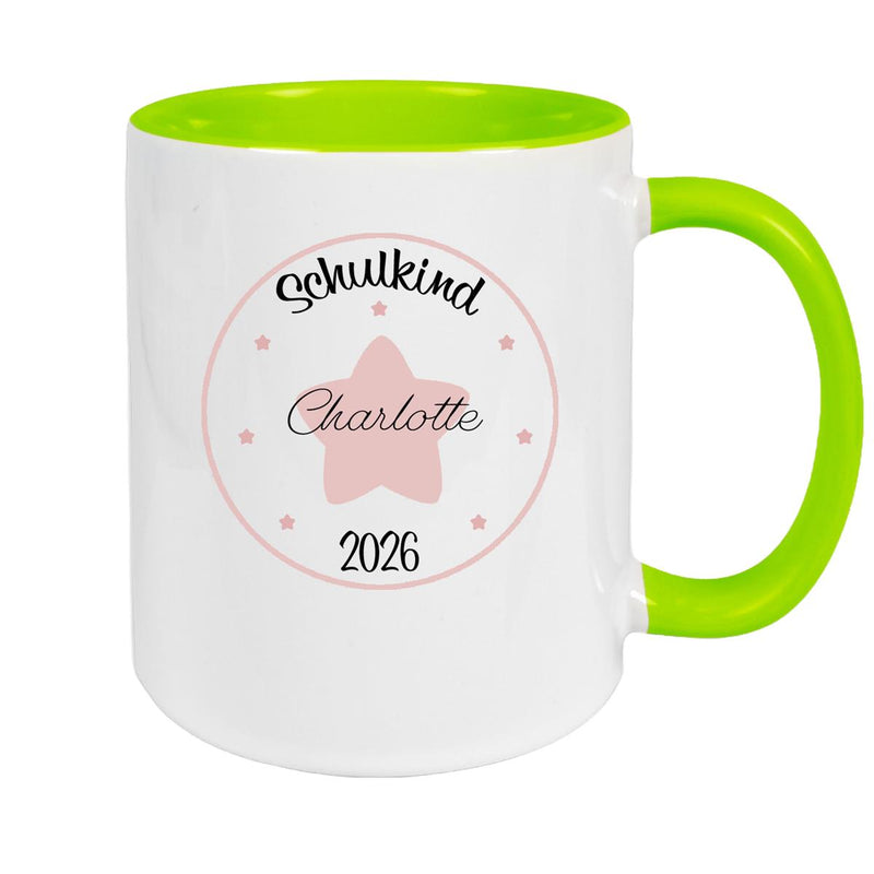 Tasse Schulkind 02 Wunschname Keramik Kinderbecher Personalisiert versch. Farben