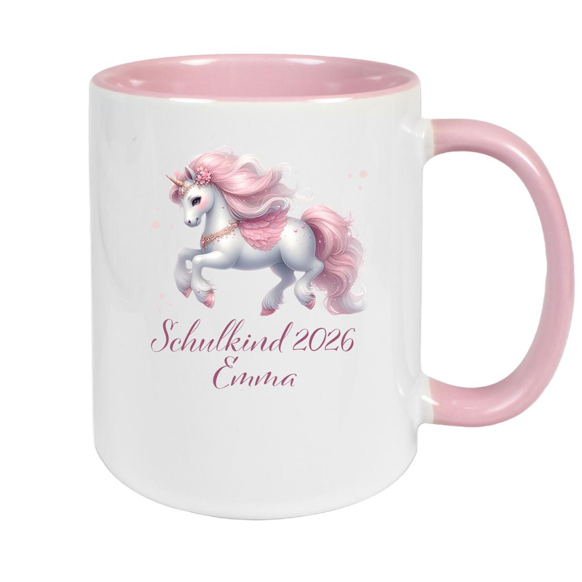 Tasse Schulkind 03 Wunschname Einhorn Keramik Kinderbecher Personalisiert versch. Farben