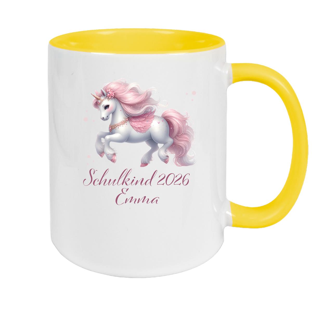 Tasse Schulkind 03 Wunschname Einhorn Keramik Kinderbecher Personalisiert versch. Farben