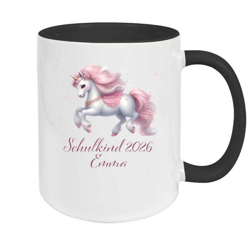 Tasse Schulkind 03 Wunschname Einhorn Keramik Kinderbecher Personalisiert versch. Farben