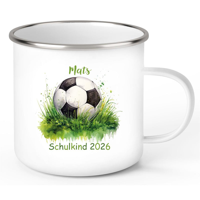 Schoolchild Mug 12 Custom Name Soccer Enamel Children's Mug Personalized