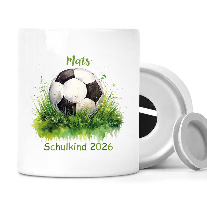 Personalized Savings Bank for School Enrollment with Name 12 Football