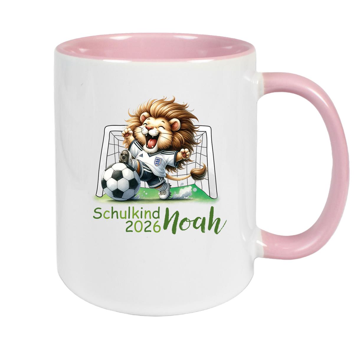Tasse Schulkind 13 Wunschname Fußball2 Keramik Kinderbecher Personalisiert versch. Farben