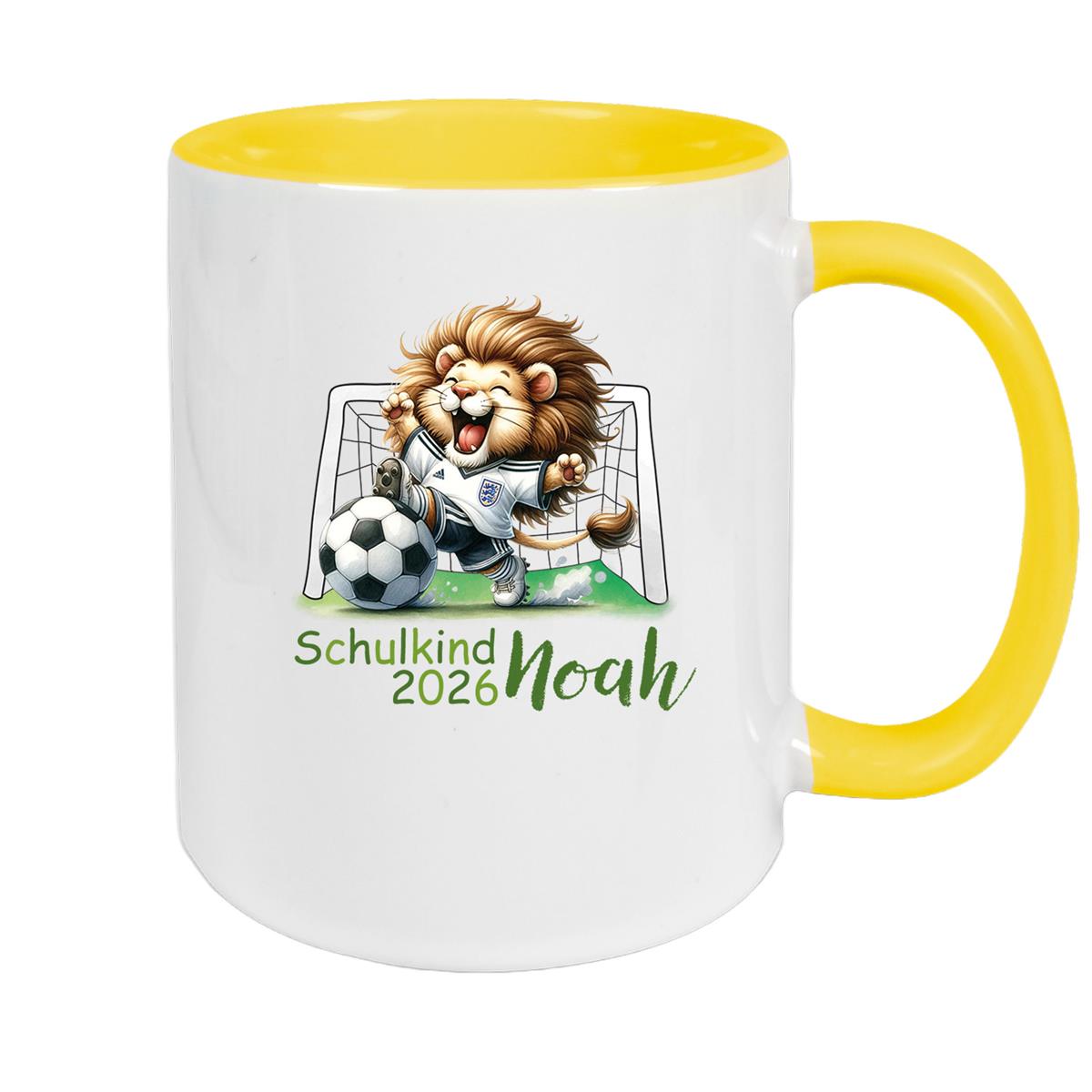 Tasse Schulkind 13 Wunschname Fußball2 Keramik Kinderbecher Personalisiert versch. Farben