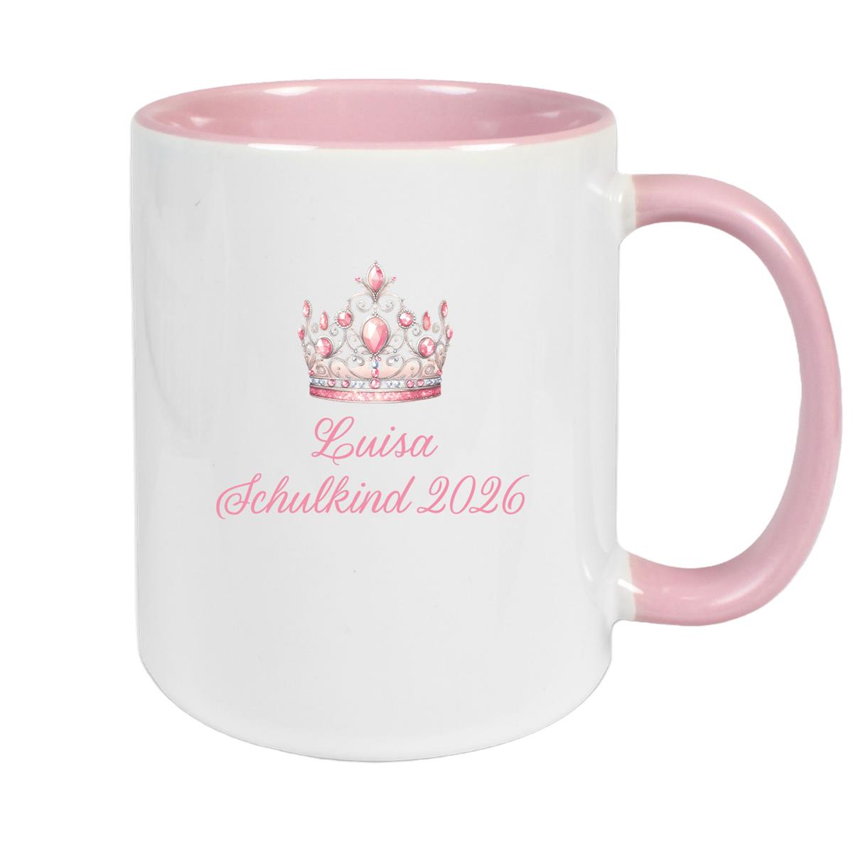 Tasse Schulkind 15 Wunschname Prinzessin1 Keramik Kinderbecher Personalisiert versch. Farben