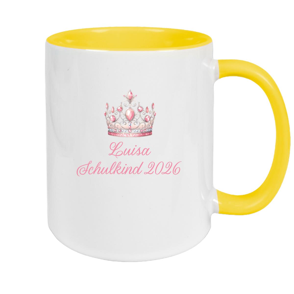 Tasse Schulkind 15 Wunschname Prinzessin1 Keramik Kinderbecher Personalisiert versch. Farben