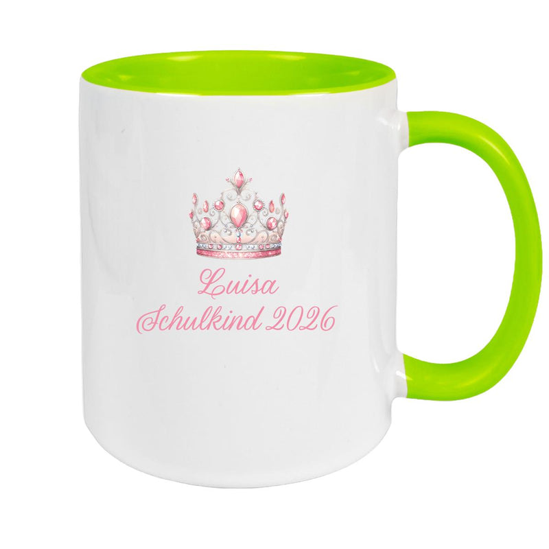 Tasse Schulkind 15 Wunschname Prinzessin1 Keramik Kinderbecher Personalisiert versch. Farben
