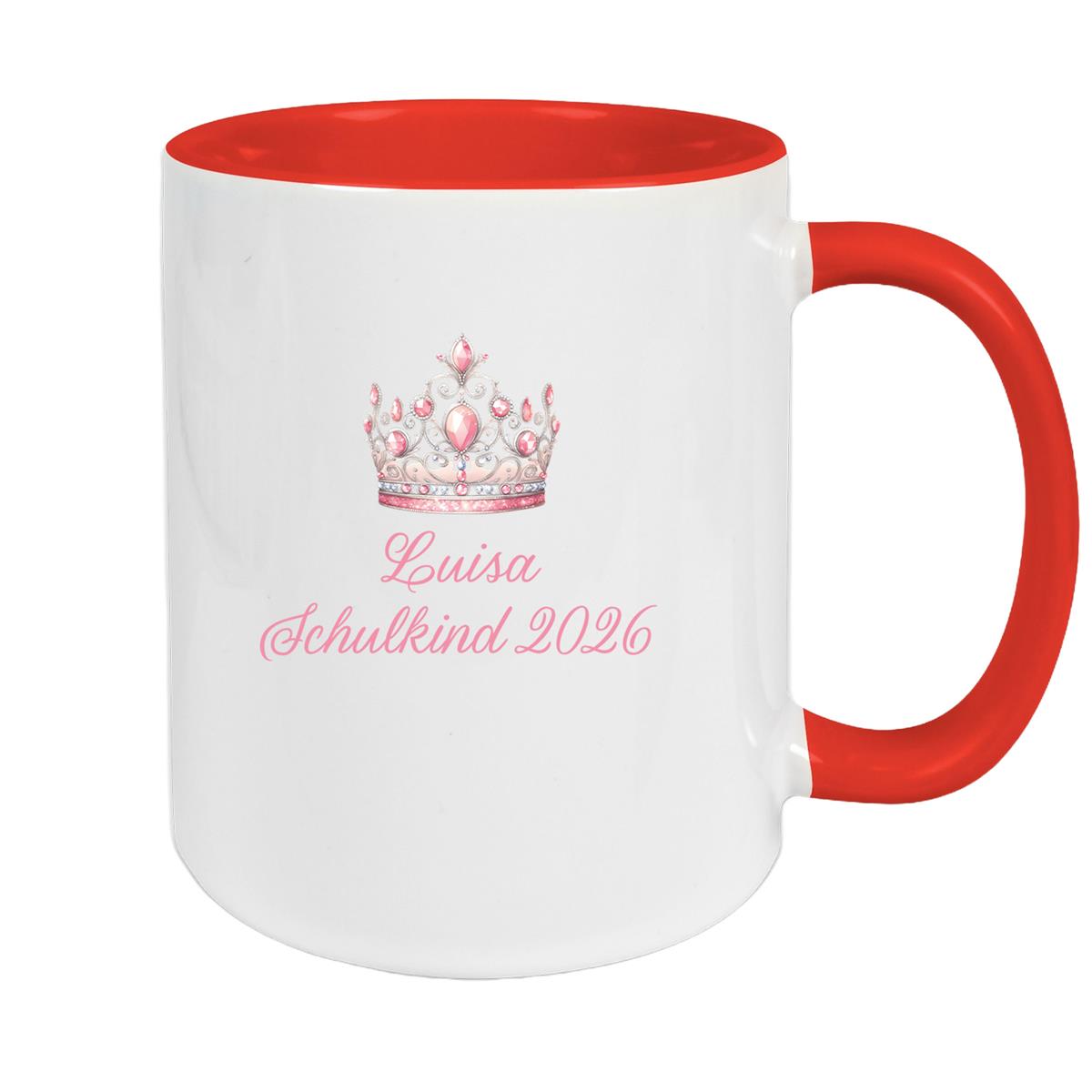 Tasse Schulkind 15 Wunschname Prinzessin1 Keramik Kinderbecher Personalisiert versch. Farben