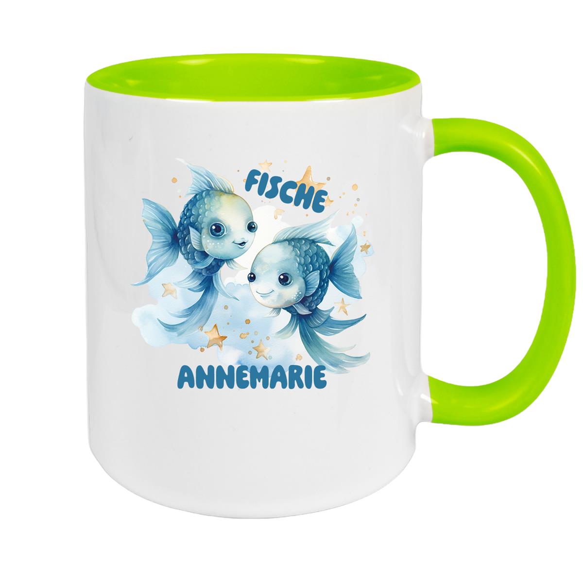 Tasse Sternzeichen Kinder Fische 1 Wunschname Keramik Kinderbecher personalisiert versch. Farben