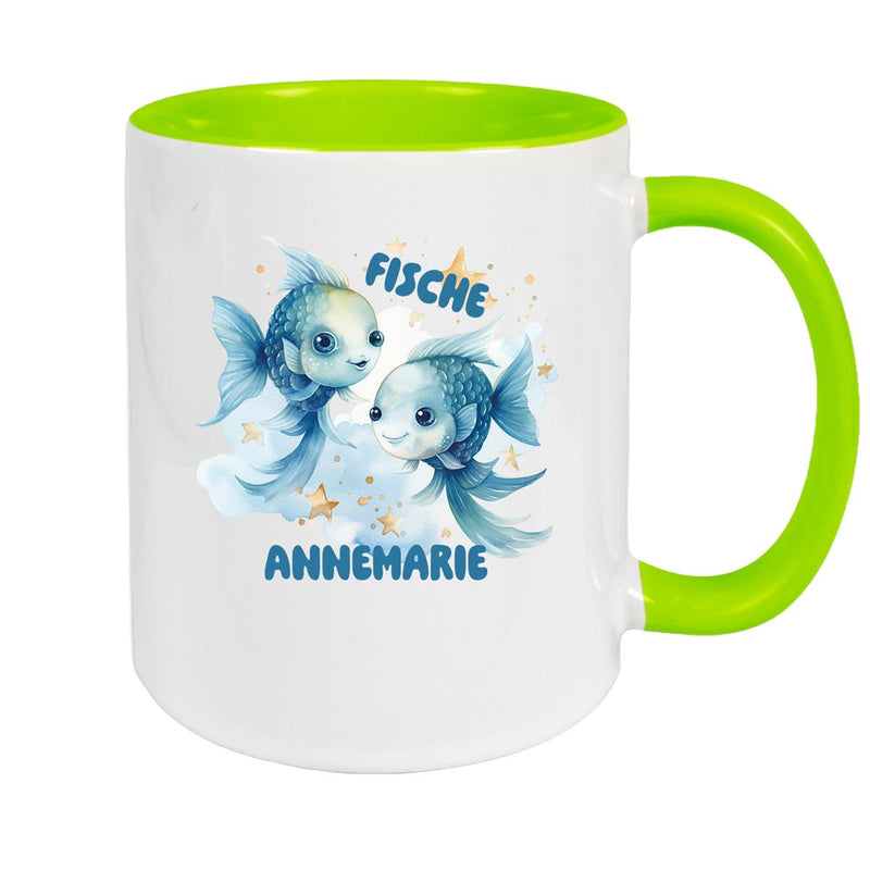 Tasse Sternzeichen Kinder Fische 1 Wunschname Keramik Kinderbecher personalisiert versch. Farben