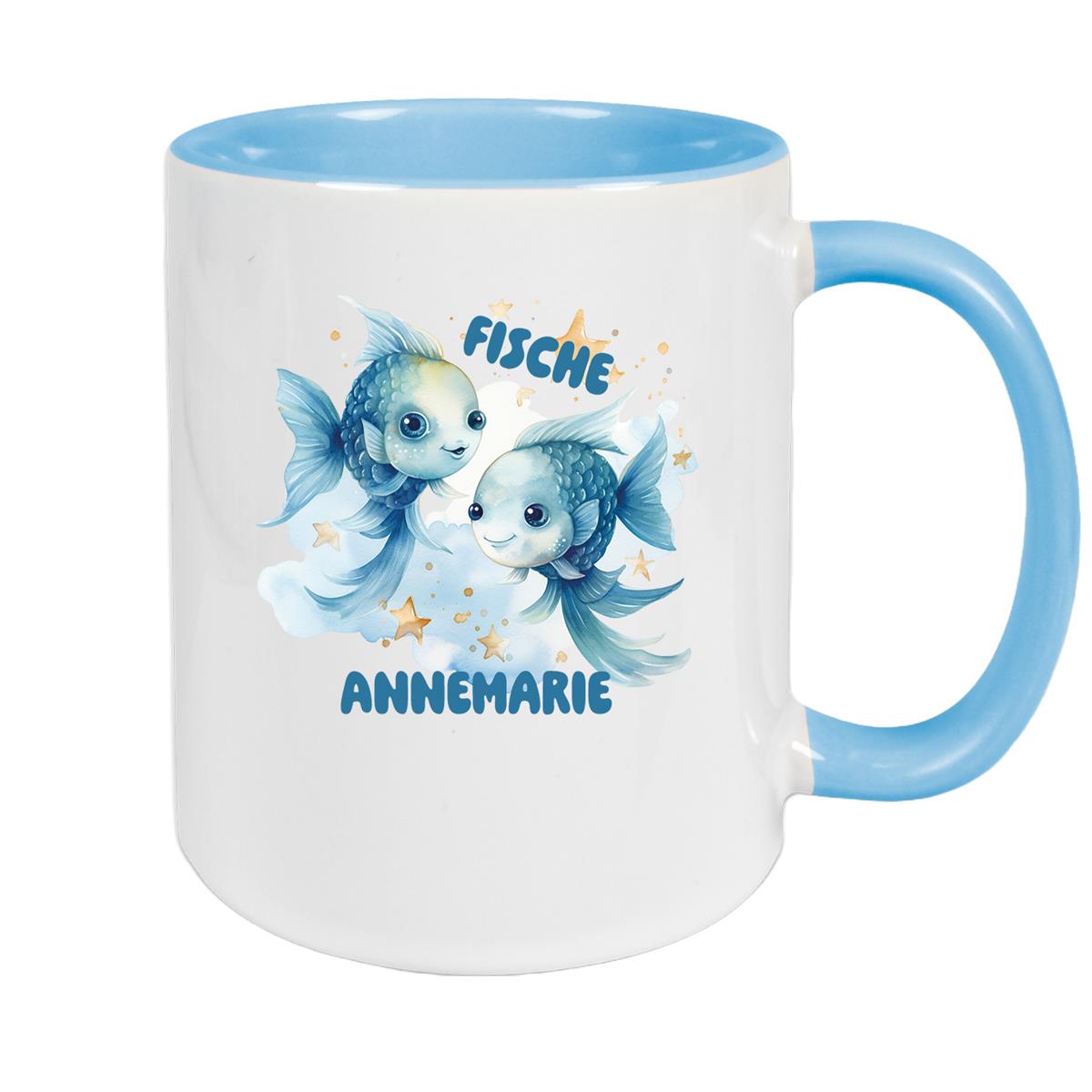 Tasse Sternzeichen Kinder Fische 1 Wunschname Keramik Kinderbecher personalisiert versch. Farben