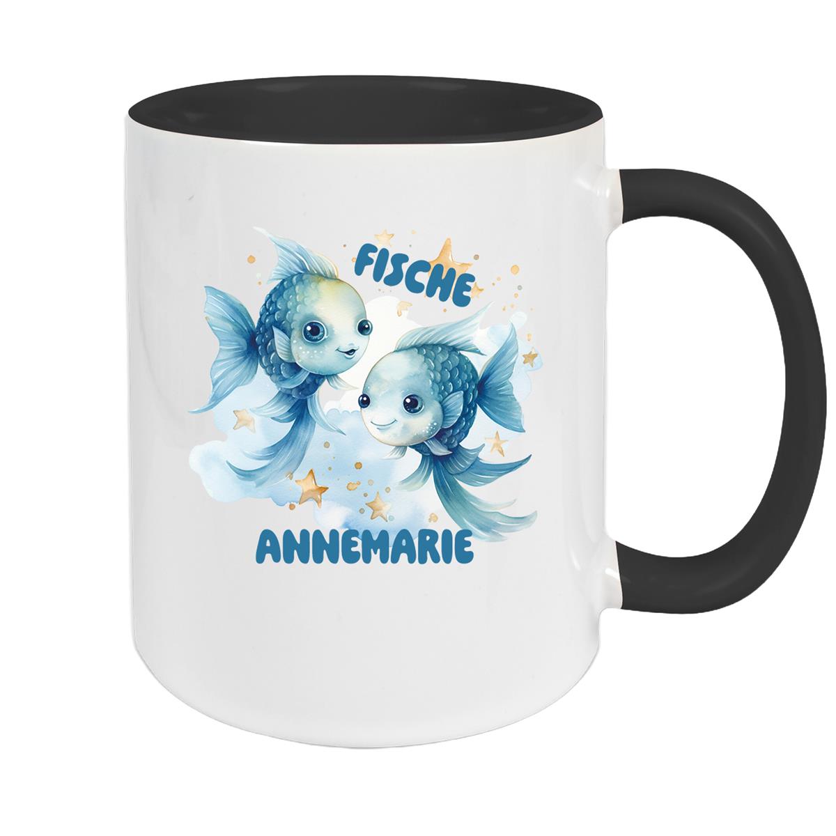 Tasse Sternzeichen Kinder Fische 1 Wunschname Keramik Kinderbecher personalisiert versch. Farben