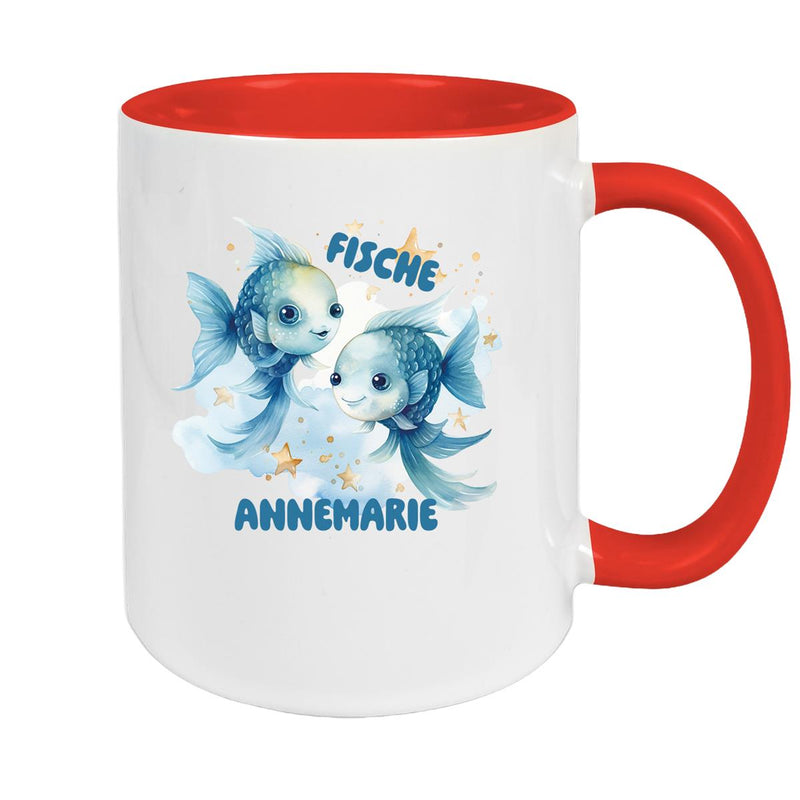 Tasse Sternzeichen Kinder Fische 1 Wunschname Keramik Kinderbecher personalisiert versch. Farben