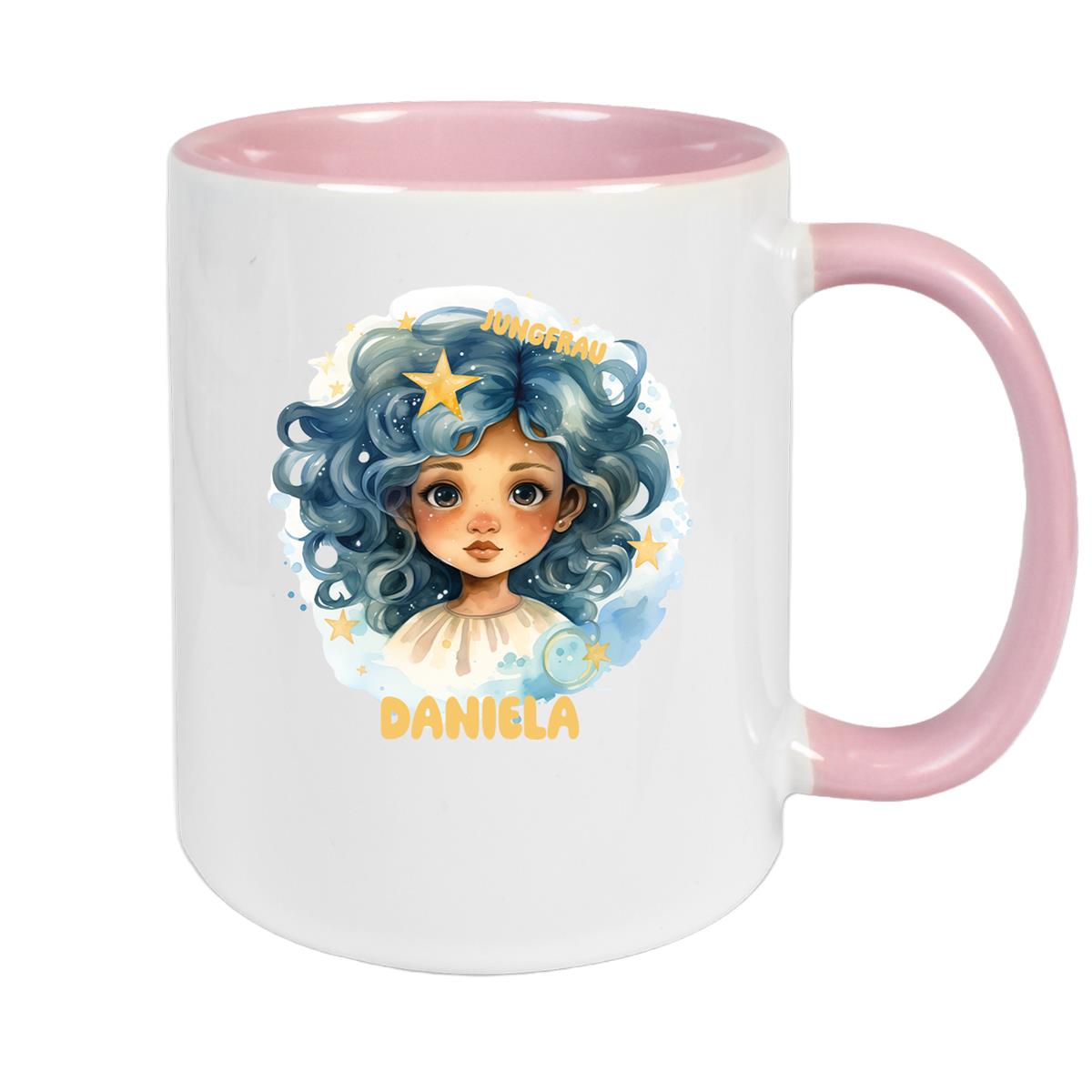 Tasse Sternzeichen Kinder Jungfrau 1 Wunschname Keramik Kinderbecher personalisiert versch. Farben