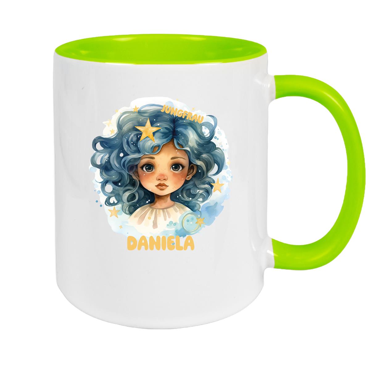 Tasse Sternzeichen Kinder Jungfrau 1 Wunschname Keramik Kinderbecher personalisiert versch. Farben