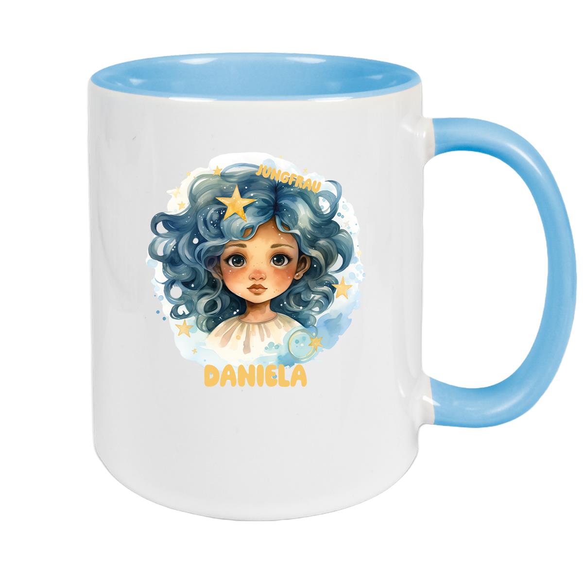 Tasse Sternzeichen Kinder Jungfrau 1 Wunschname Keramik Kinderbecher personalisiert versch. Farben