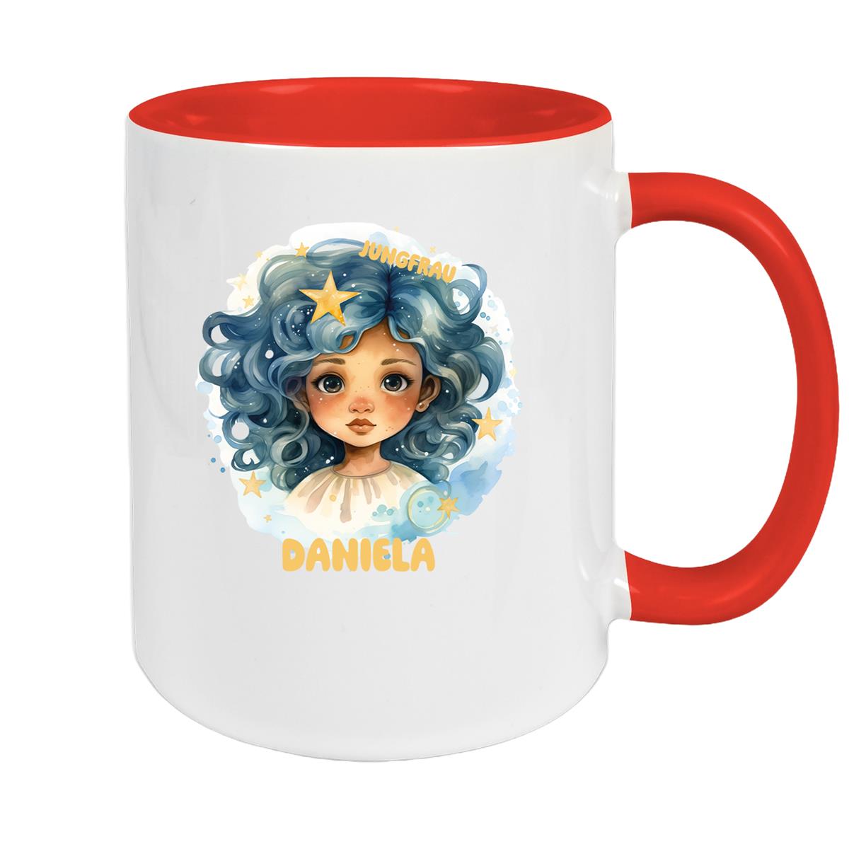 Tasse Sternzeichen Kinder Jungfrau 1 Wunschname Keramik Kinderbecher personalisiert versch. Farben