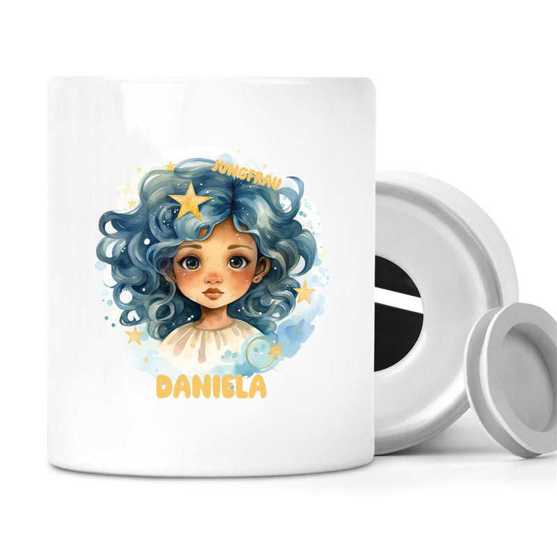 Piggy bank with desired name Zodiac sign Virgo 1 personalized