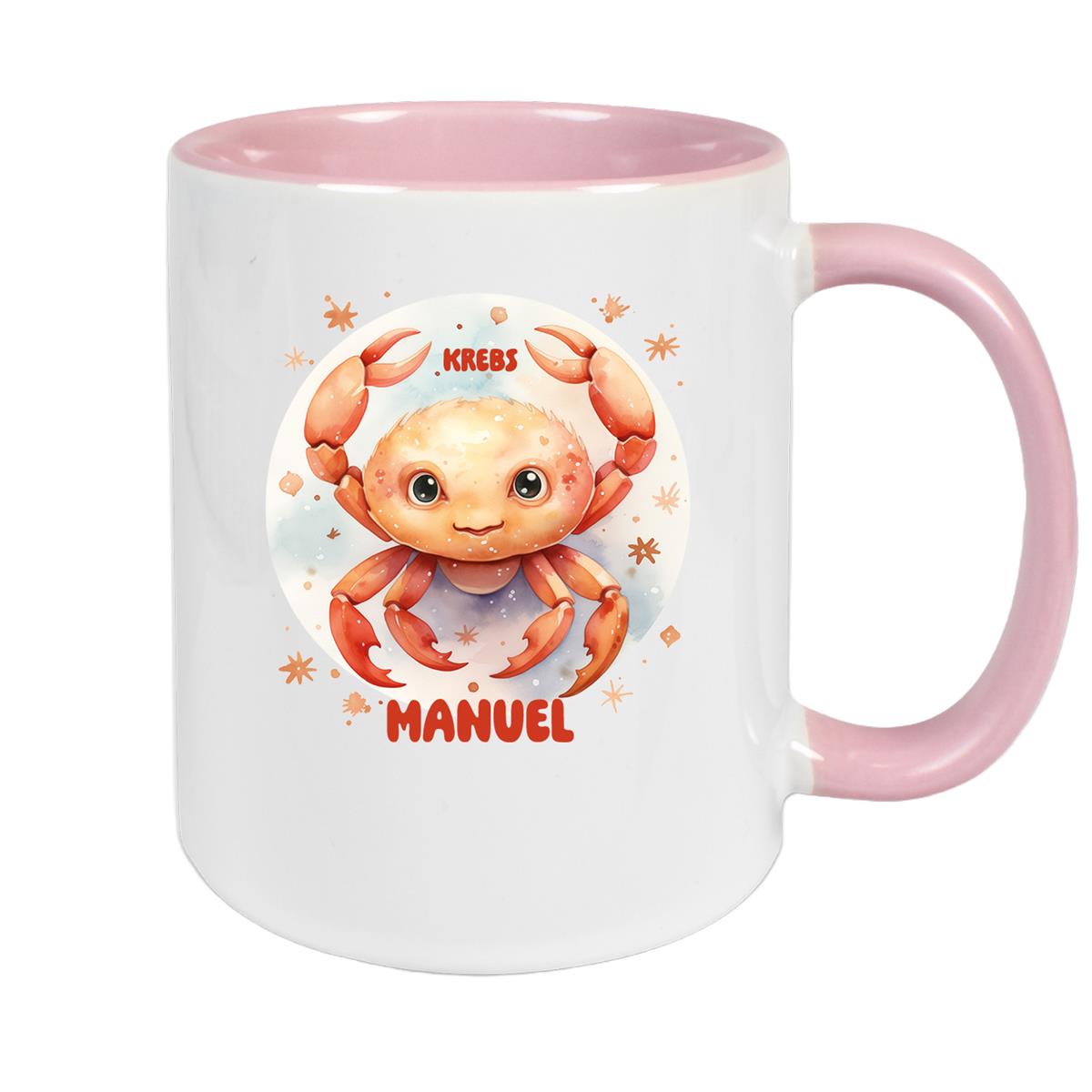 Tasse Sternzeichen Kinder Krebs 1 Wunschname Keramik Kinderbecher personalisiert versch. Farben