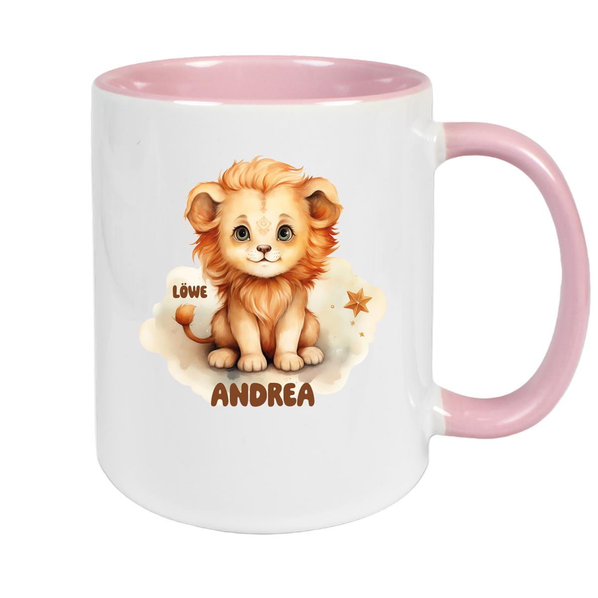 Tasse Sternzeichen Kinder Löwe 1 Wunschname Keramik Kinderbecher personalisiert versch. Farben