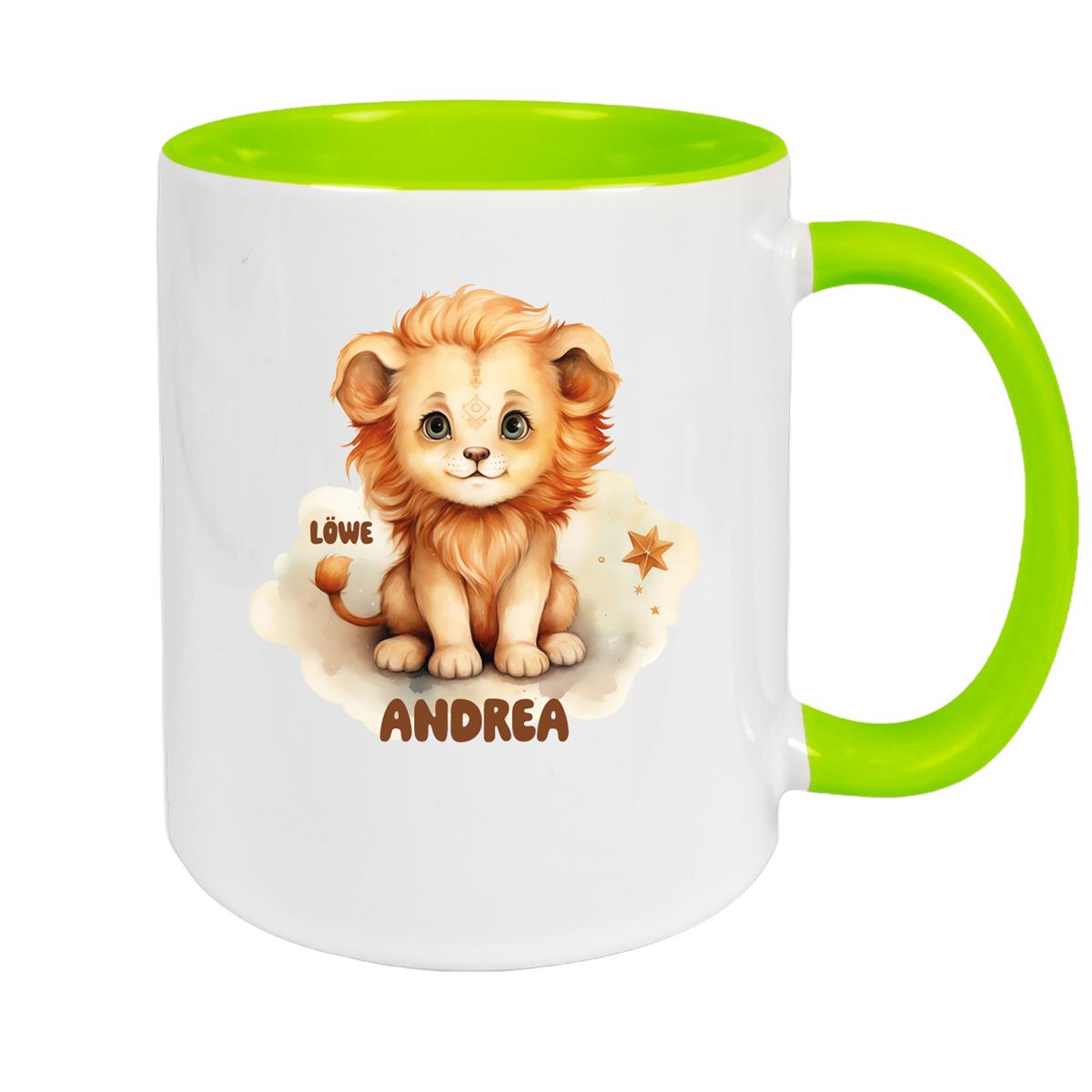 Tasse Sternzeichen Kinder Löwe 1 Wunschname Keramik Kinderbecher personalisiert versch. Farben
