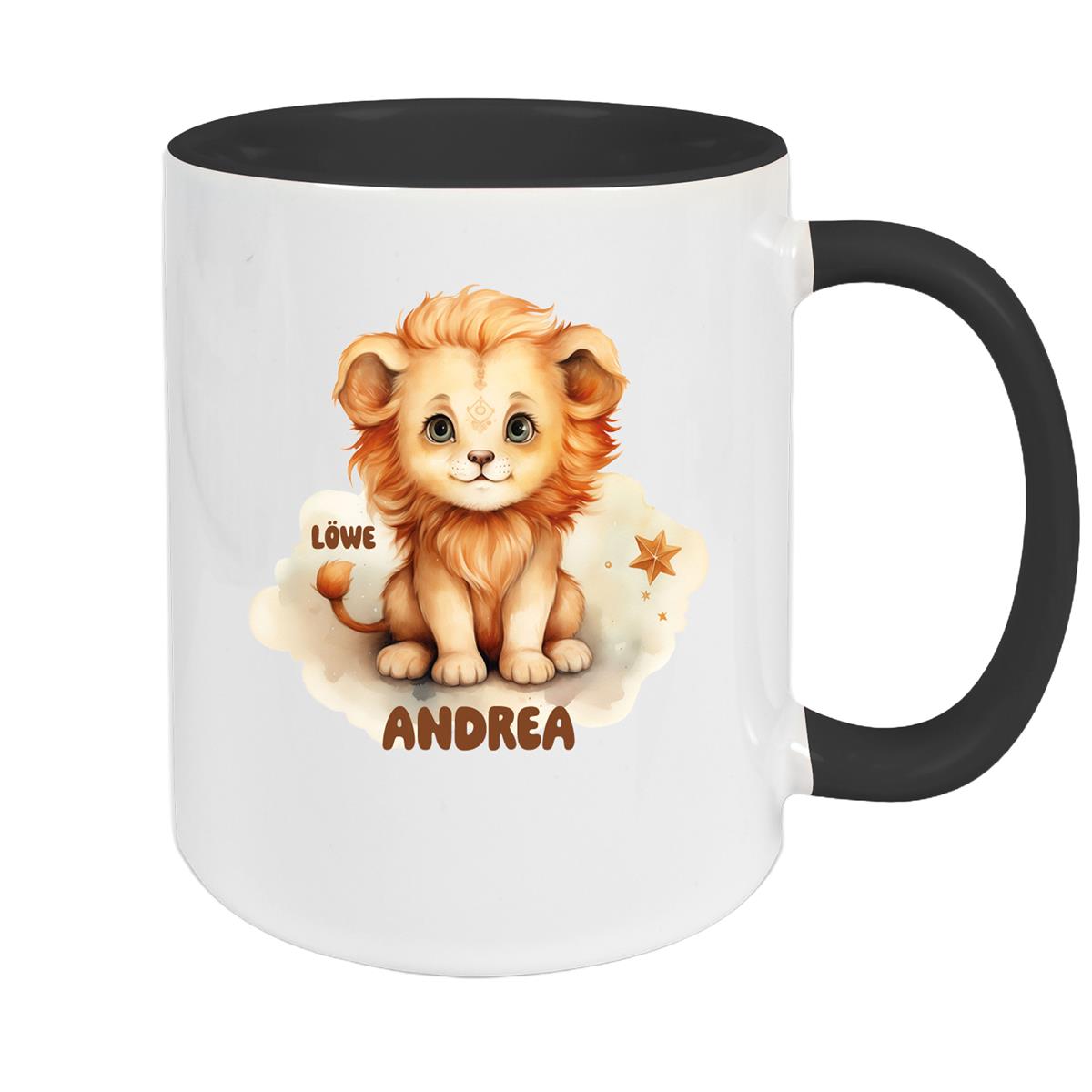 Tasse Sternzeichen Kinder Löwe 1 Wunschname Keramik Kinderbecher personalisiert versch. Farben